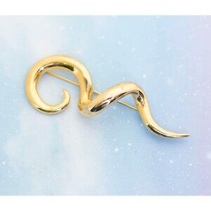 Vintage Golden Serpent Brooch | J25